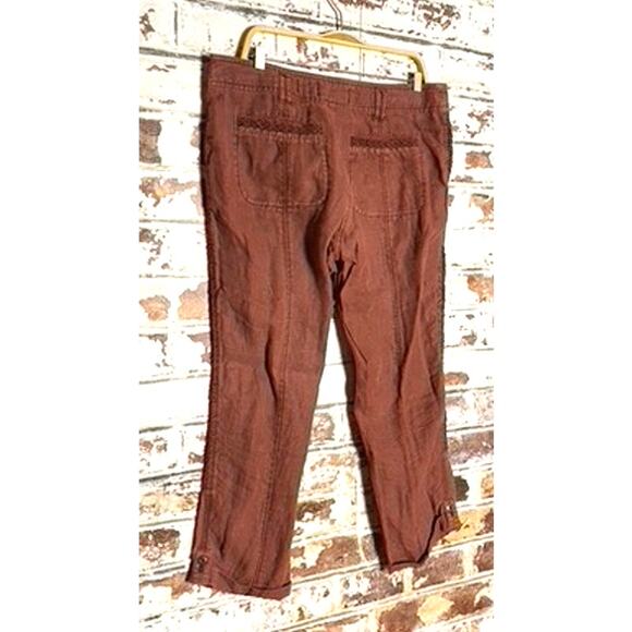 Anthropologie Hei Hei Embroidered Crochet Linen Cropped Marlena Trousers Pants - Picture 8 of 10